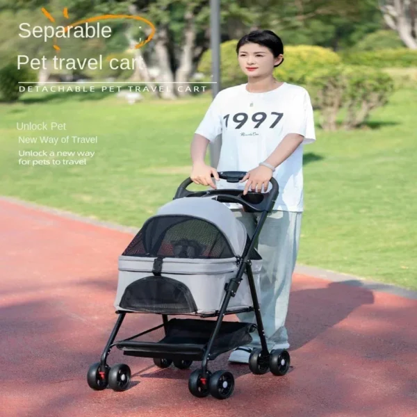 Pet Stroller for Dogs and Cats Lightweight and Foldable Teddy Baby Stroller Small Outdoor Pet Cart for Travel Easy - Image 2