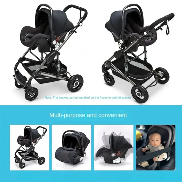 Multifunctional Baby Stroller with Car Seat, High-view Three-in-one Baby Stroller, Foldable, Two-way, Adjustable Armrests - Image 6