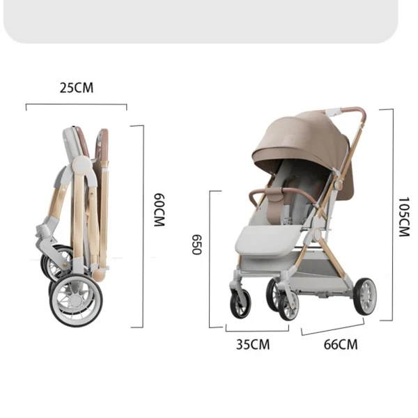Two-way Baby Stroller can Sit or Lie Down Newborn Baby Stroller Simple Folding Ultra-lightweight Shock-absorbing Wheels - Image 6