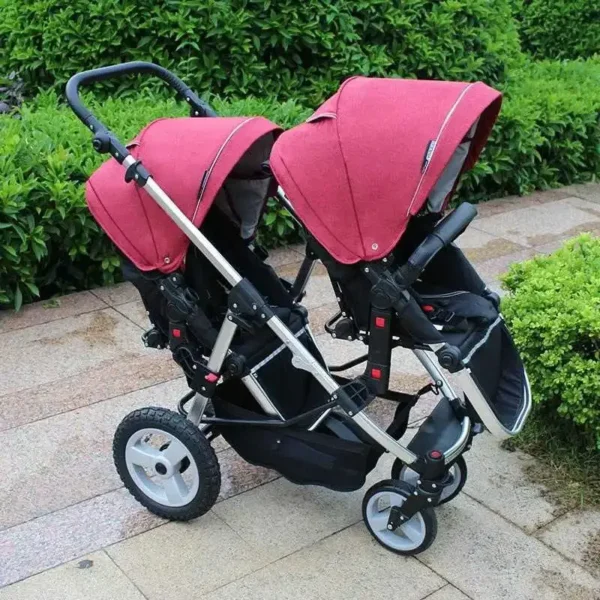 Twin Baby Stroller Foldable, Two-way Multifunctional Twin Baby Stroller,High View Baby Stroller Adjustable Armrests - Image 2
