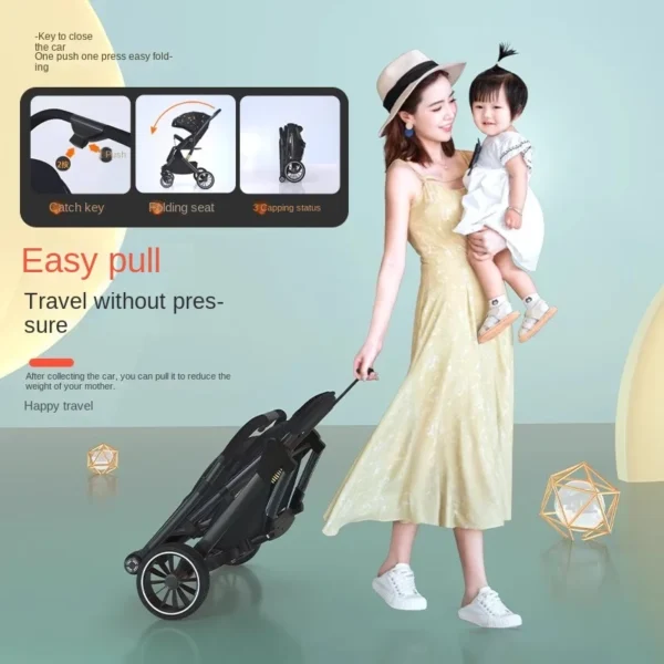 Two-way Lightweight baby stroller can sit or lie down Baby Travel walking Car Folding 0-4 Years Old Newborn Child Stroller - Image 4